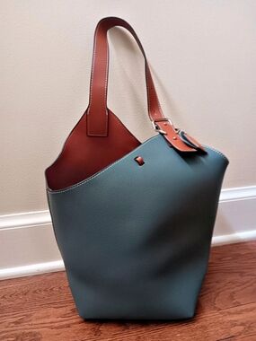MDBM Maison de Beaute Marseille Cholet Bucket Purse Mist Green/Cognac Brown